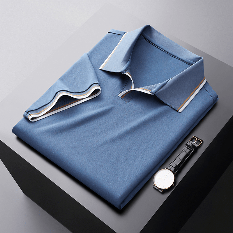 Michael Sydney men's Refined Polo Shirt with Flowing Drape, front view