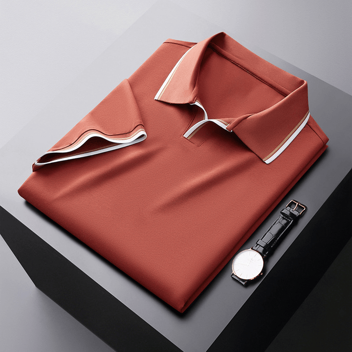 Michael Sydney men's Refined Polo Shirt with Flowing Drape, front view