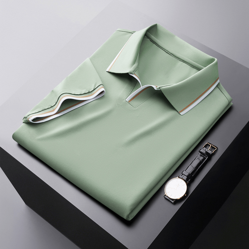 Michael Sydney men's Refined Polo Shirt with Flowing Drape, front view