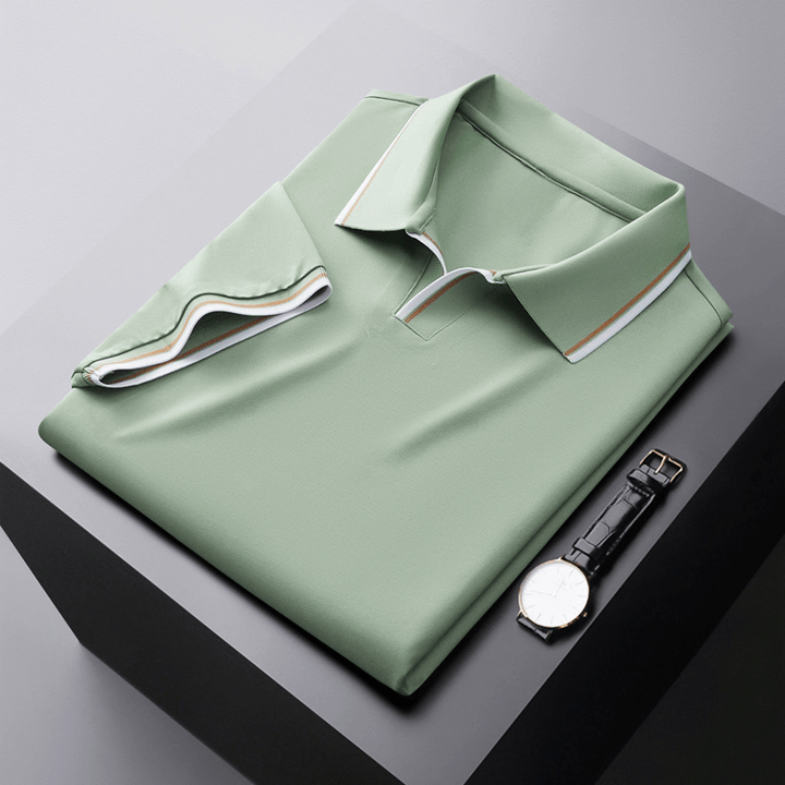 Michael Sydney men's Refined Polo Shirt with Flowing Drape, front view