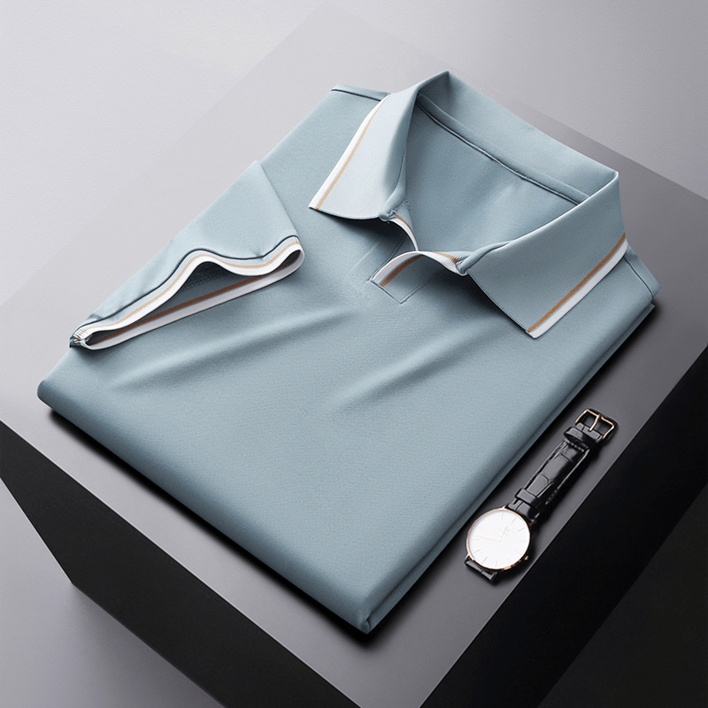 Michael Sydney men's Refined Polo Shirt with Flowing Drape, front view