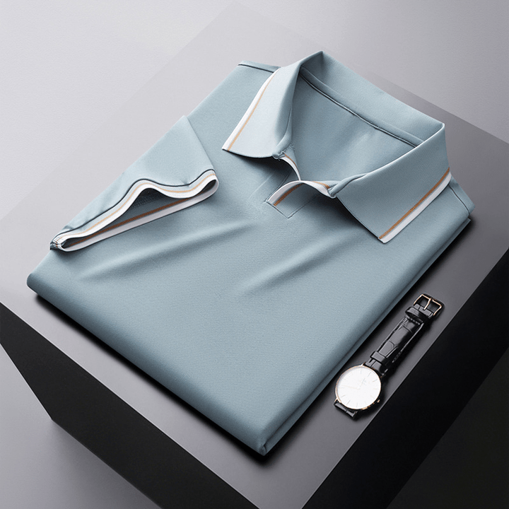 Michael Sydney men's Refined Polo Shirt with Flowing Drape, front view