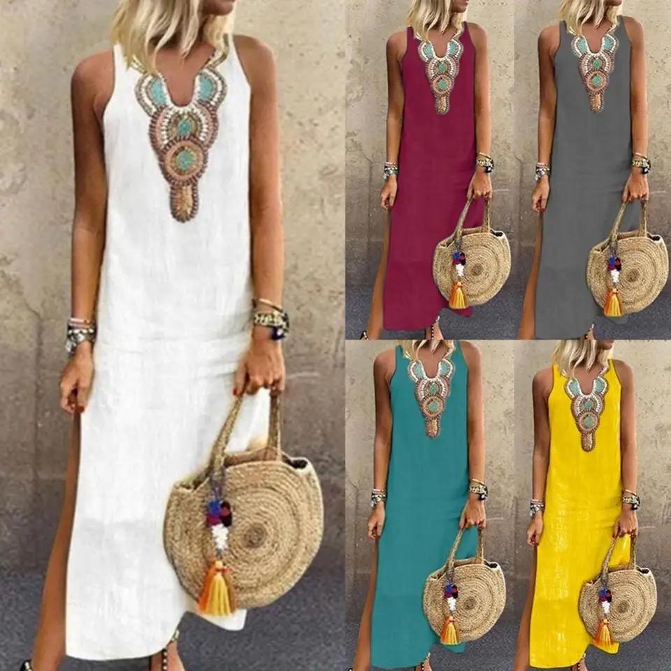 Stacey™ | Embroidered Sleeveless Midi Dress