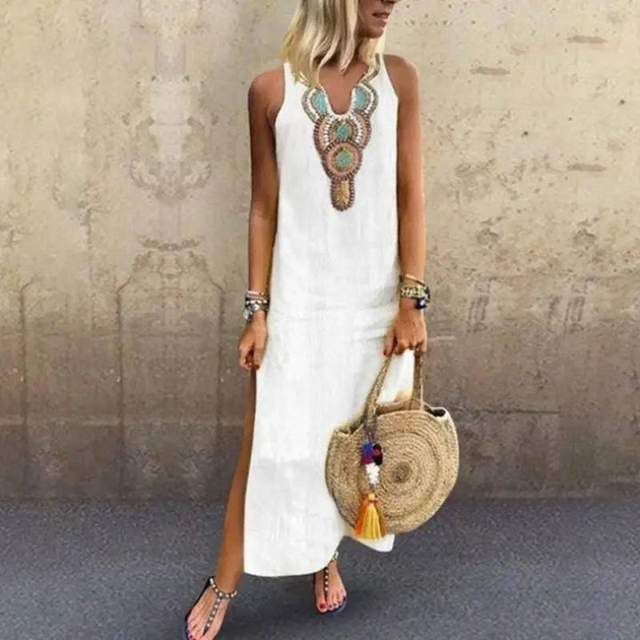 Stacey™ | Embroidered Sleeveless Midi Dress