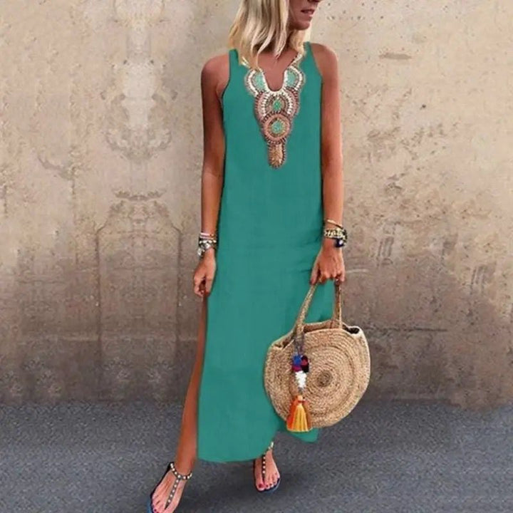 Stacey™ | Embroidered Sleeveless Midi Dress