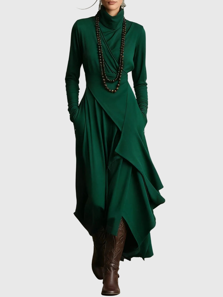 Nancy™ | Draped High-Neck Maxi Dress