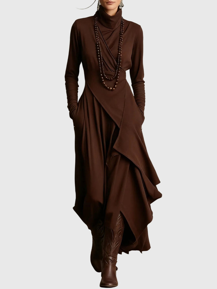 Nancy™ | Draped High-Neck Maxi Dress