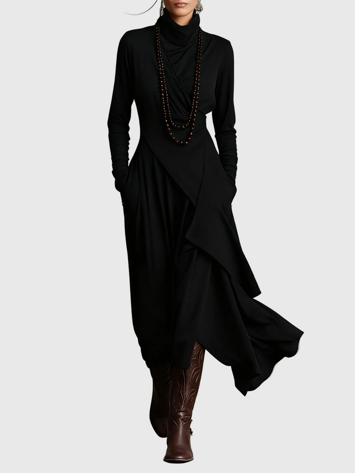 Nancy™ | Draped High-Neck Maxi Dress