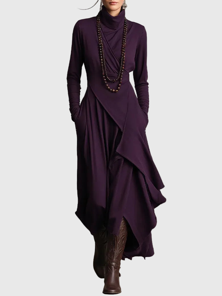 Nancy™ | Draped High-Neck Maxi Dress