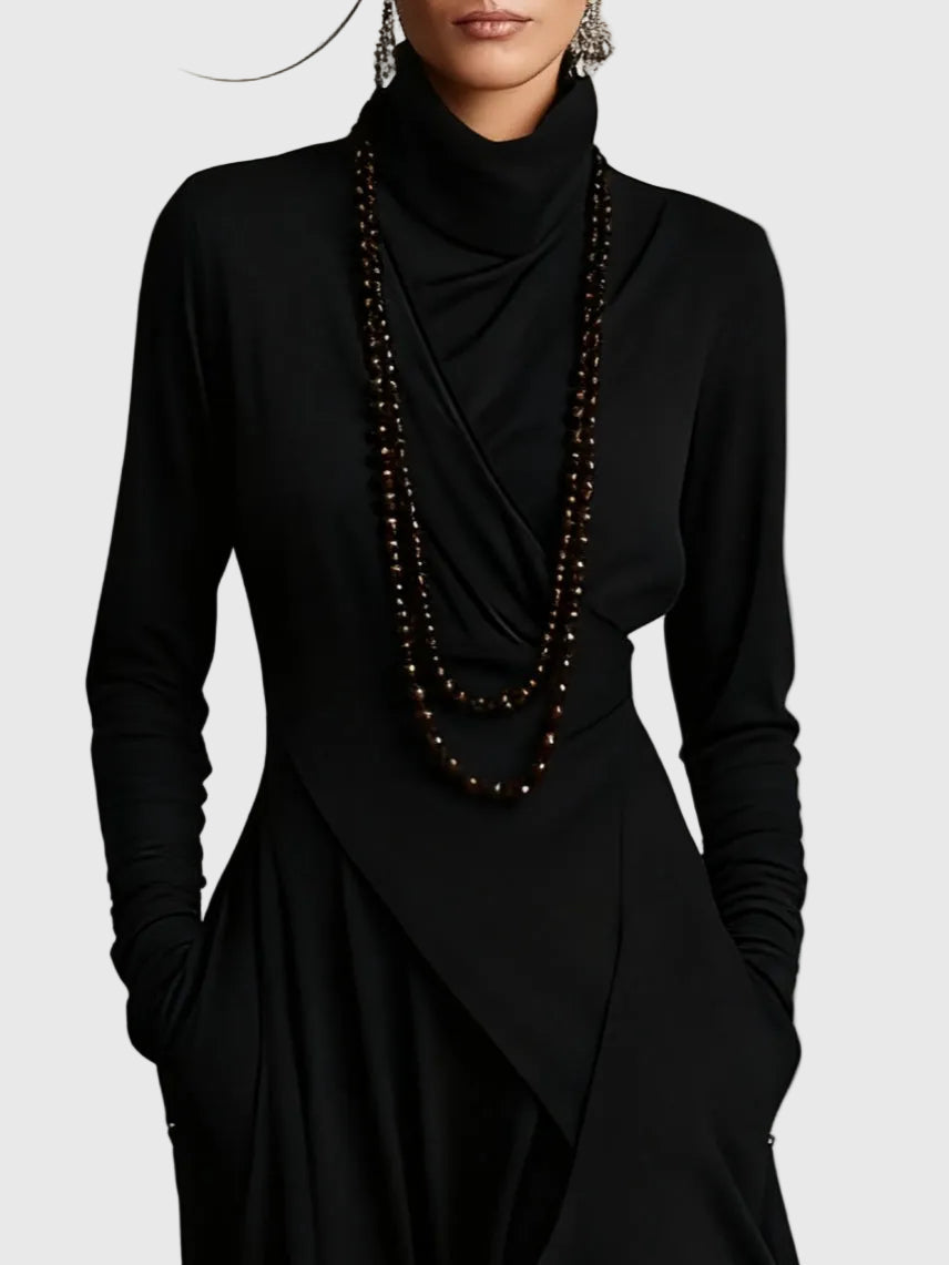 Nancy™ | Draped High-Neck Maxi Dress