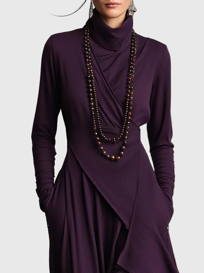 Nancy™ | Draped High-Neck Maxi Dress