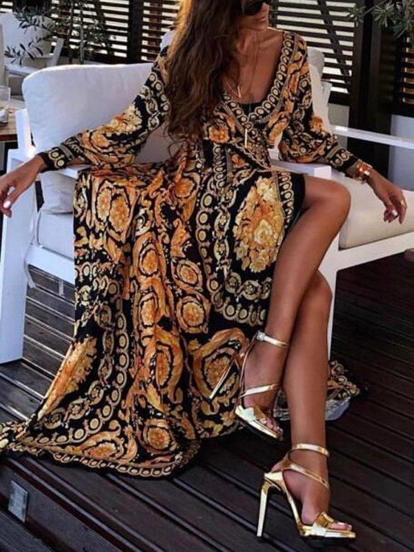 Eileen™ | Vintage Print Maxi Dress