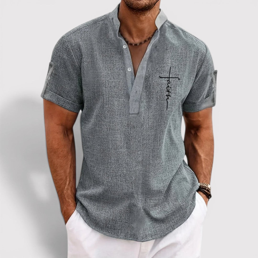 Michael Sydney men's lightweight collared shirt, front view