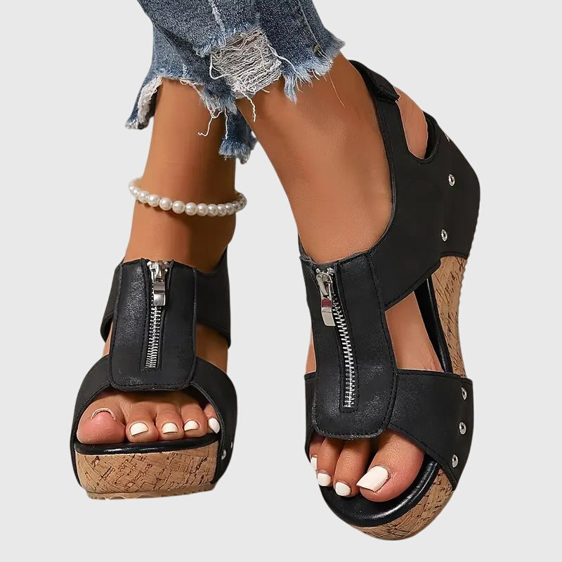 Teresa™ | Zip-Front Wedge Sandals