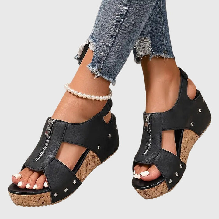 Teresa™ | Zip-Front Wedge Sandals