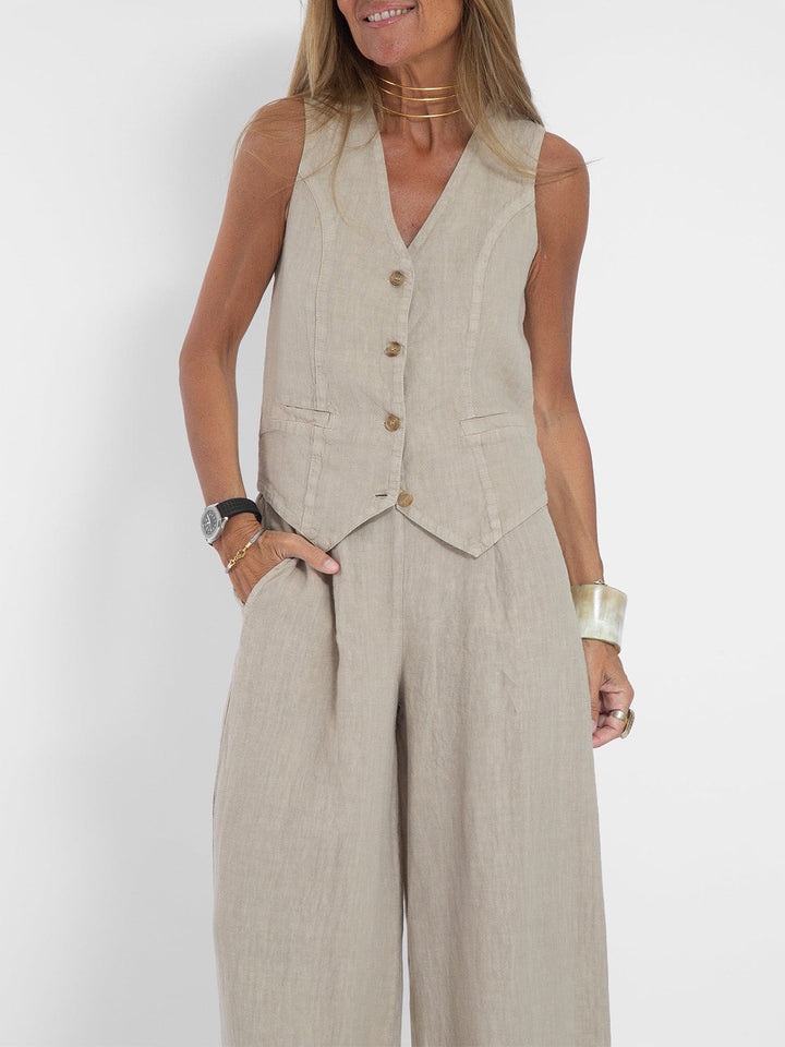 Natalie™ | Waistcoat & Wide-Leg Set