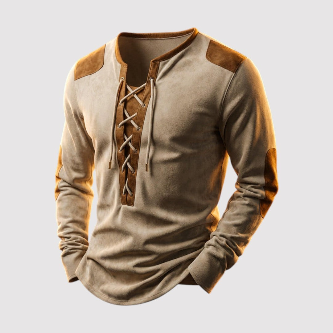 Michael Sydney men's lace-up long-sleeve shirt, front view