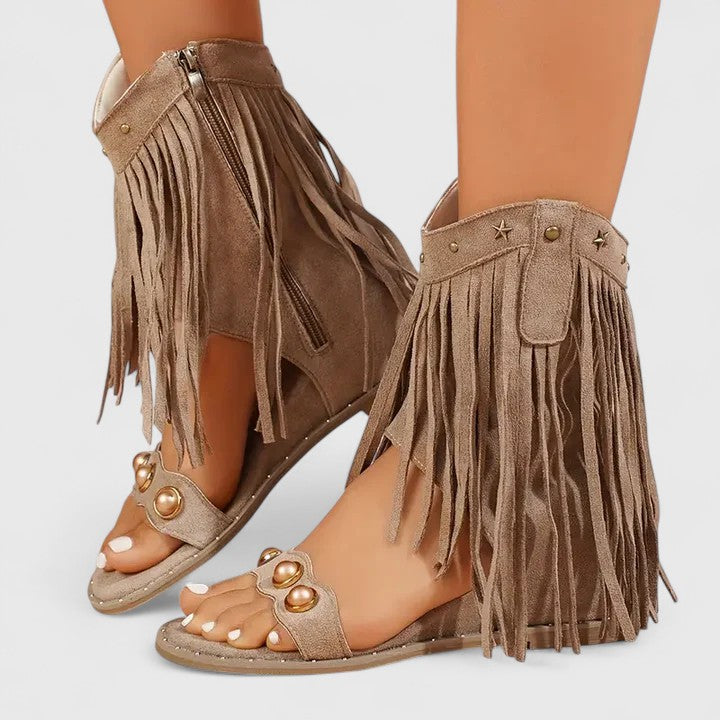 Heather™ | Fringe Wedge Sandals