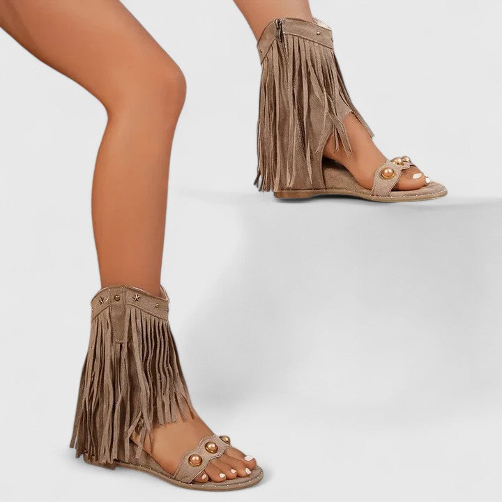 Heather™ | Fringe Wedge Sandals