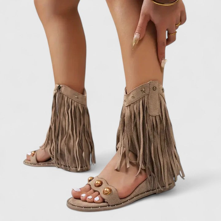 Heather™ | Fringe Wedge Sandals