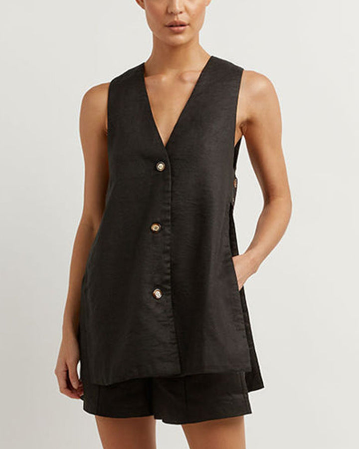 Monica™ | Sleeveless Buttoned Set