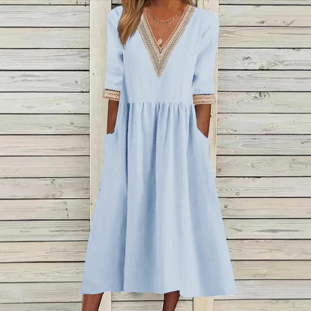 Anne™ | V-Neck Midi Dress with Pockets