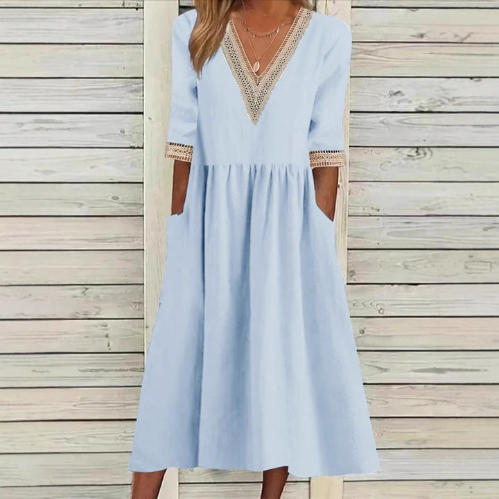 Anne™ | V-Neck Midi Dress with Pockets