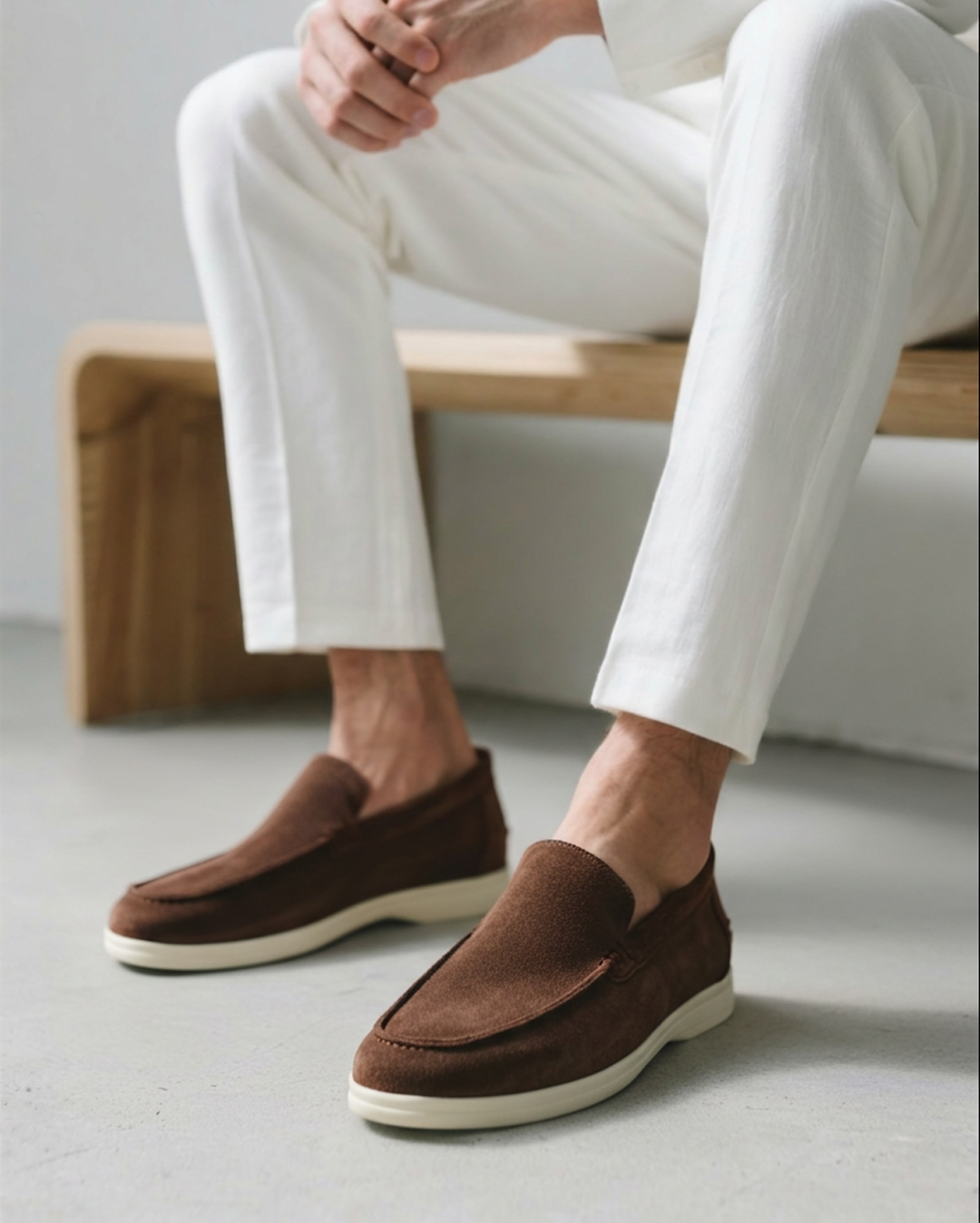 Michael Sydney men's chocolate brown loafer, side view