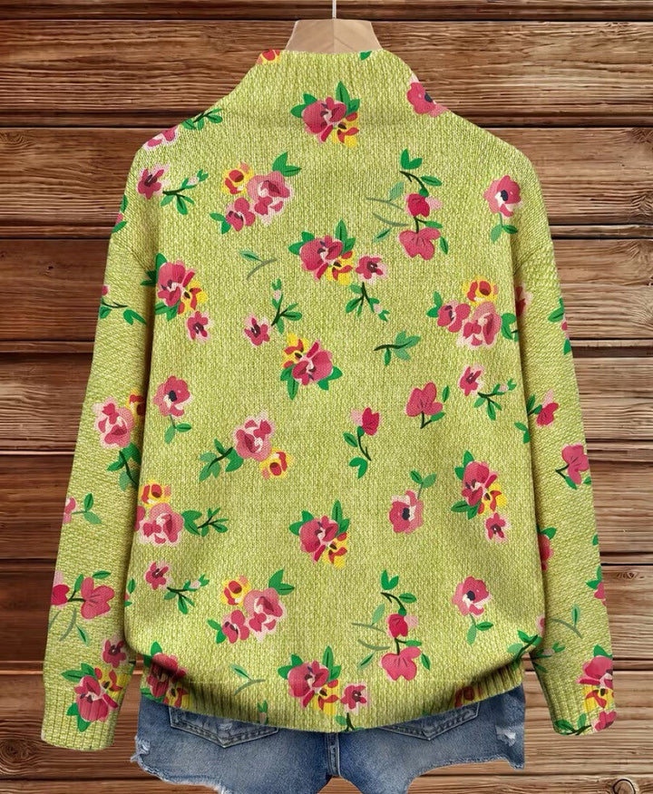 Rosanne™ | Cardigan with Blooms on Lime