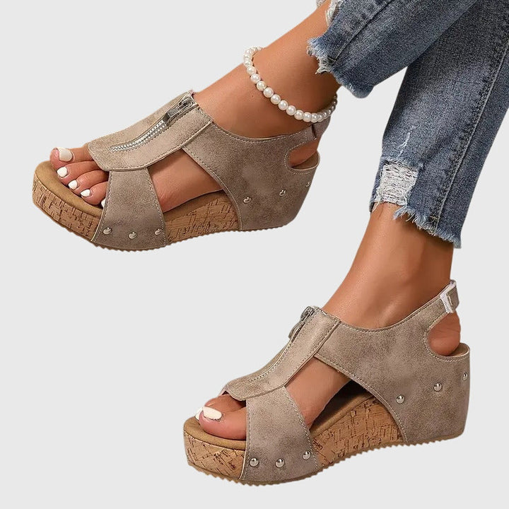 Teresa™ | Zip-Front Wedge Sandals