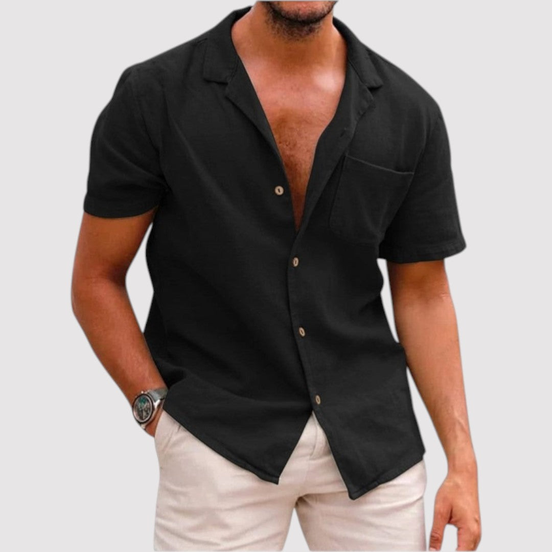 Michael Sydney men's short-sleeve shirt open collar, front view