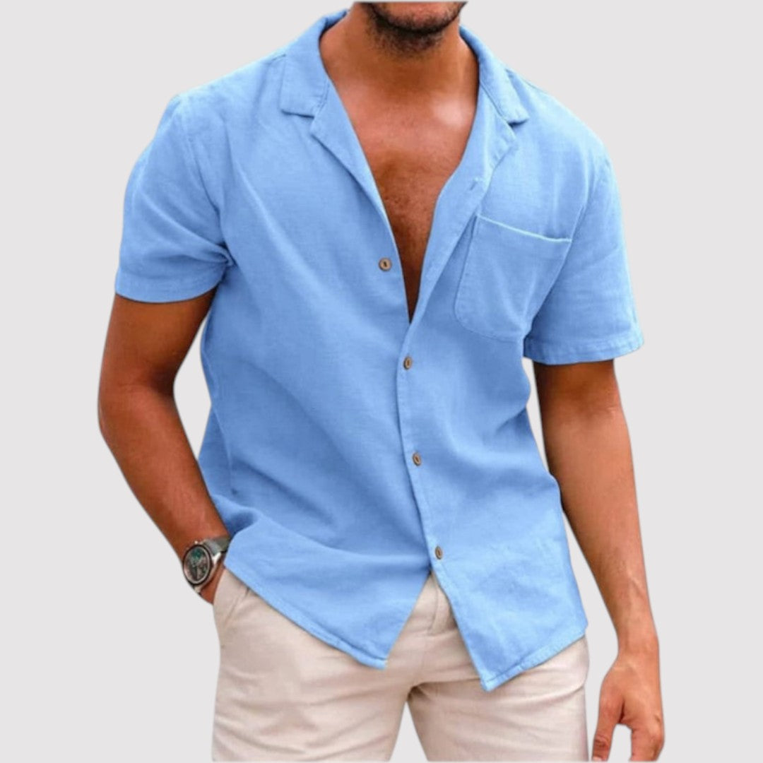 Michael Sydney men's short-sleeve shirt open collar, front view