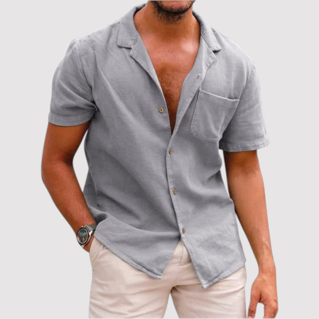 Michael Sydney men's short-sleeve shirt open collar, front view