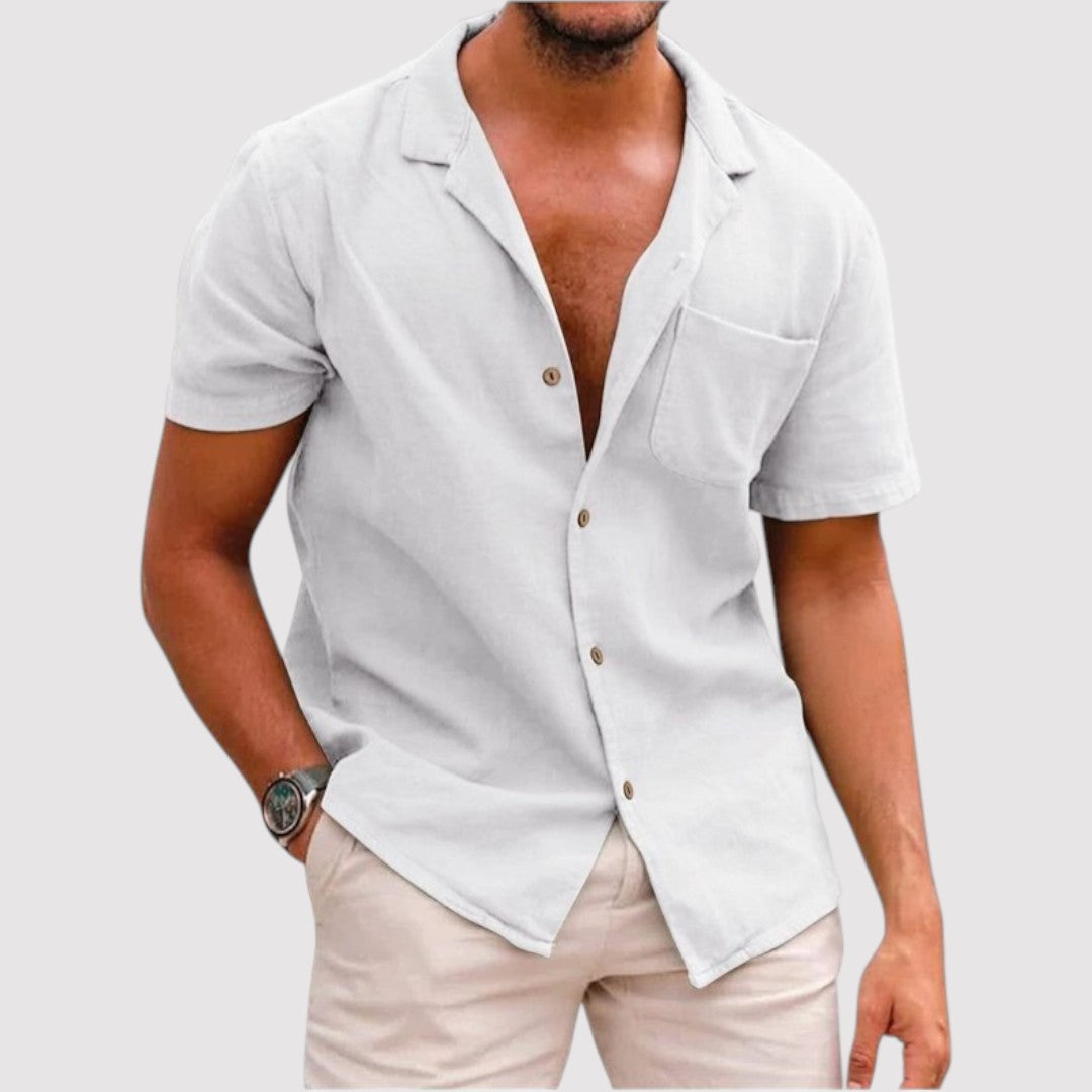 Michael Sydney men's short-sleeve shirt open collar, front view