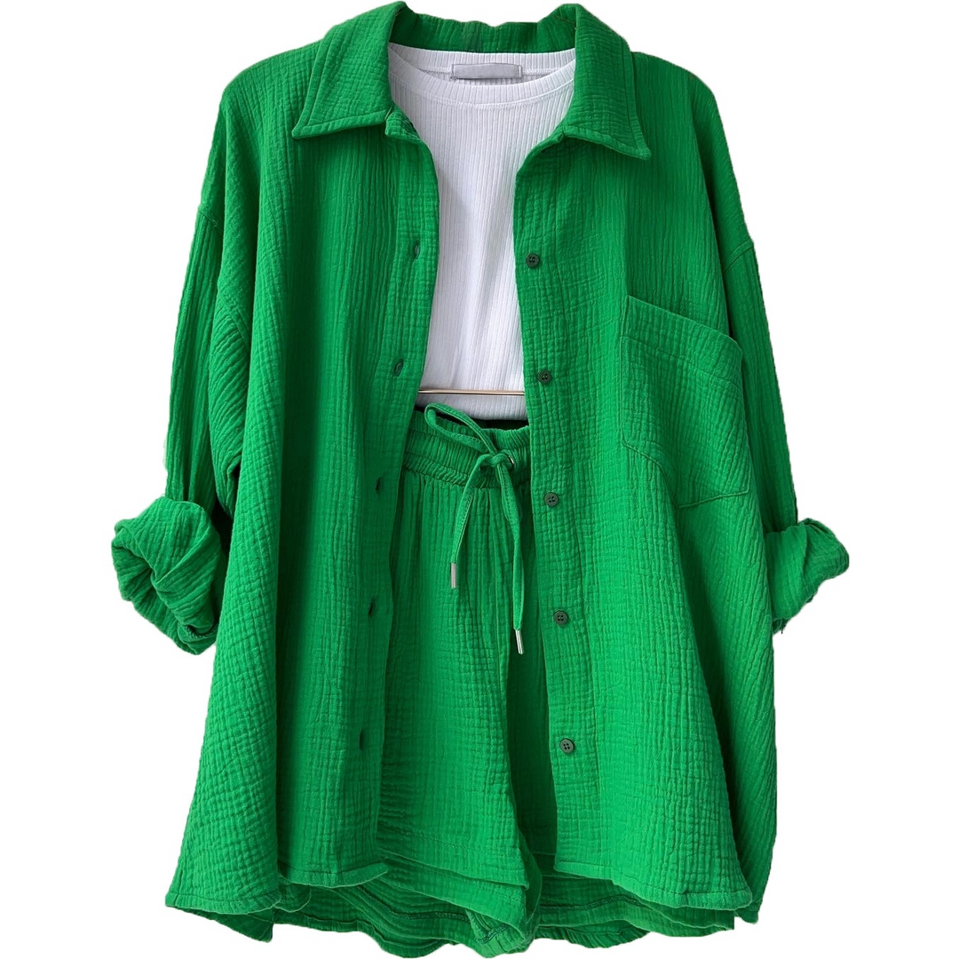 Crystal™ | Button Shirt & Shorts Set