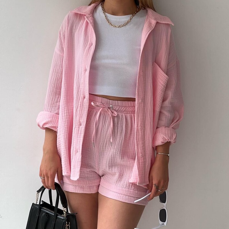 Crystal™ | Button Shirt & Shorts Set