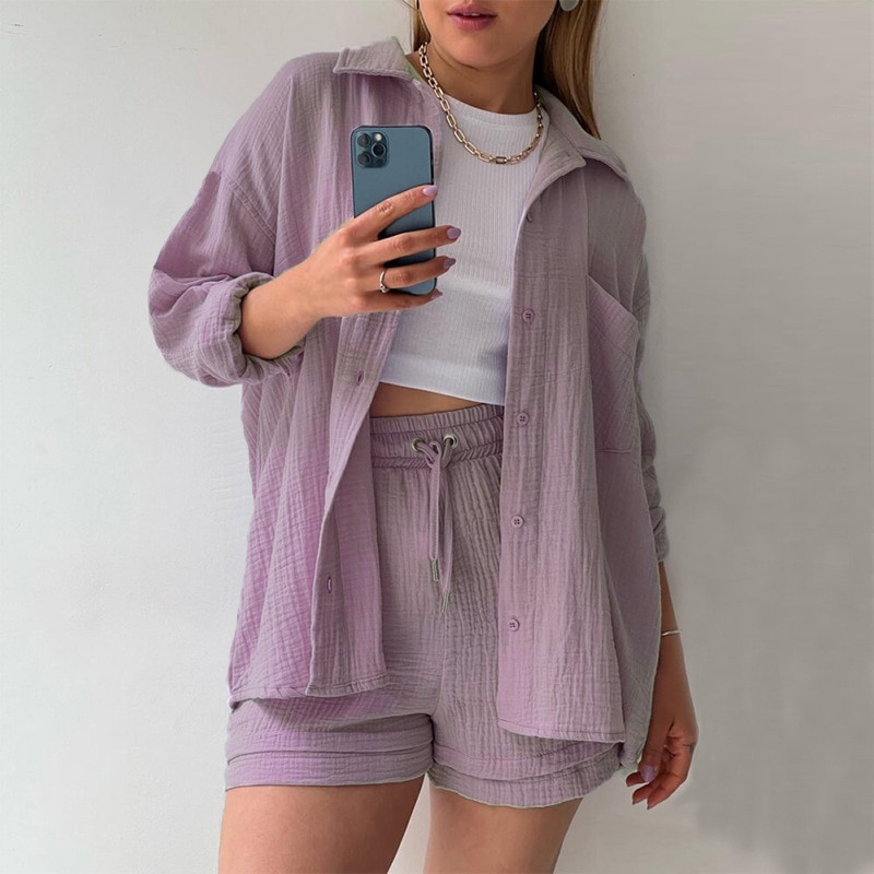 Crystal™ | Button Shirt & Shorts Set