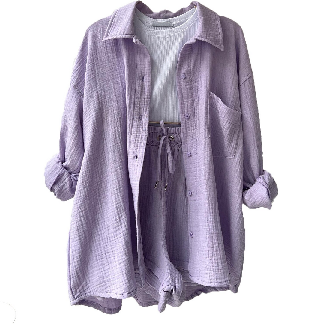 Crystal™ | Button Shirt & Shorts Set
