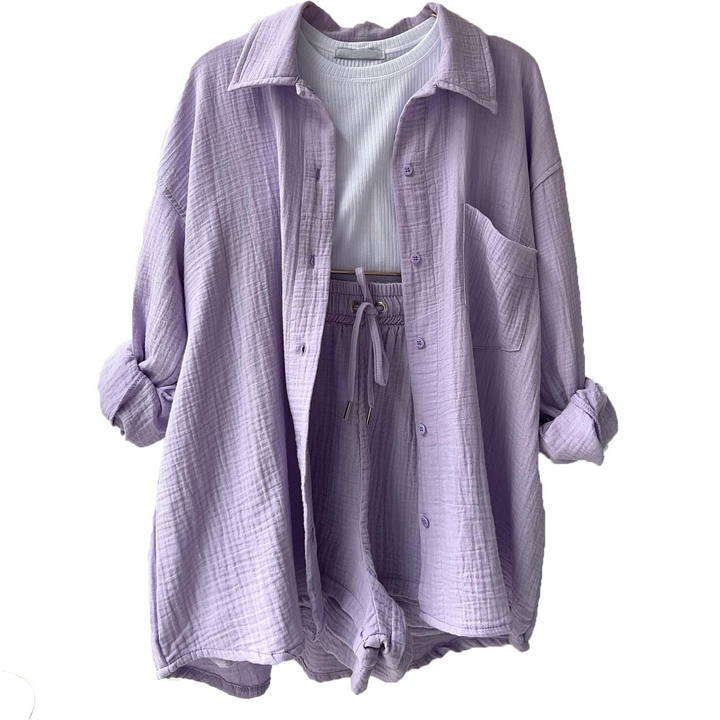 Crystal™ | Button Shirt & Shorts Set