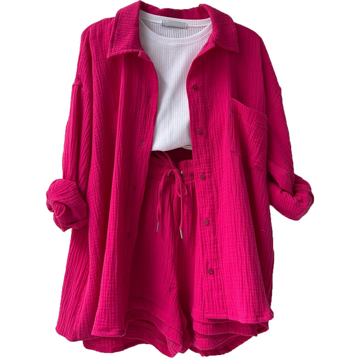 Crystal™ | Button Shirt & Shorts Set