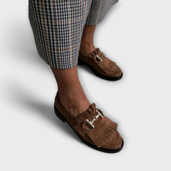 Nina™ | Brown Fringed Loafers