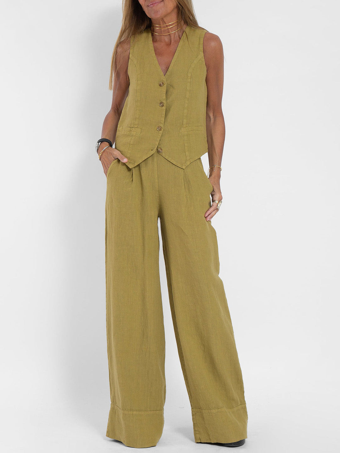 Natalie™ | Waistcoat & Wide-Leg Set
