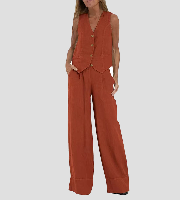 Natalie™ | Waistcoat & Wide-Leg Set