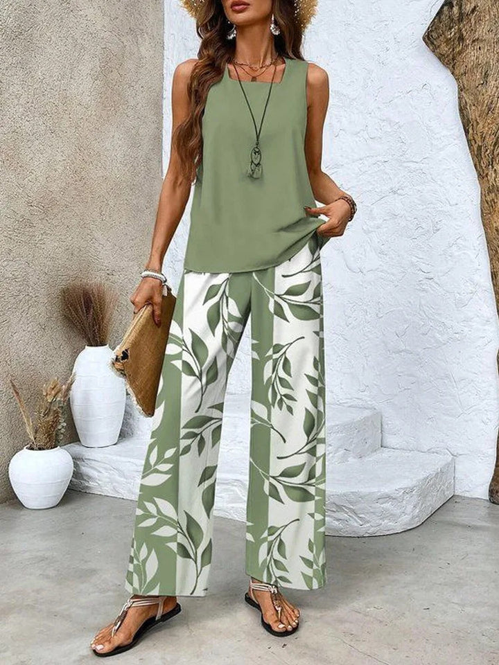 Erin Layered Summer Set in sage green
