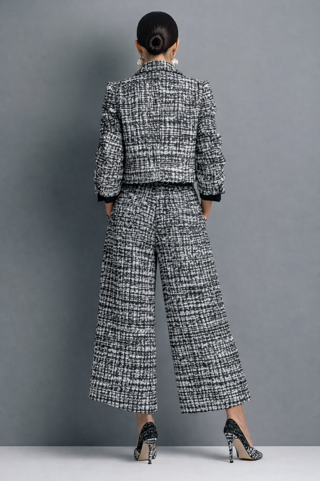 Cathy Textured Jacket & Wide-Leg Pants Set