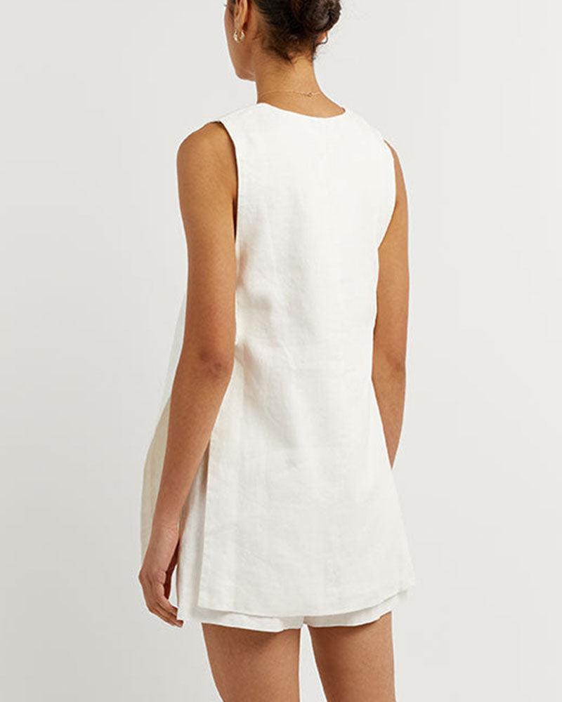 Monica™ | Sleeveless Buttoned Set