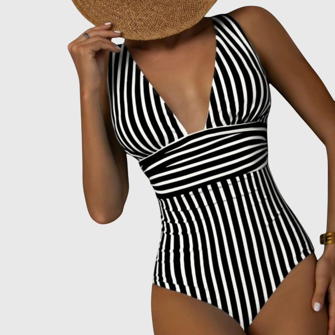 Callie™ | Striped V-Neck Swimsuit