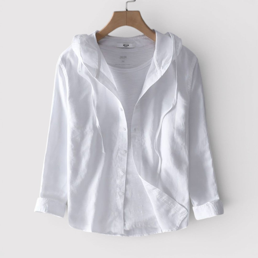 Michael Sydney men's hooded shirt, front view
