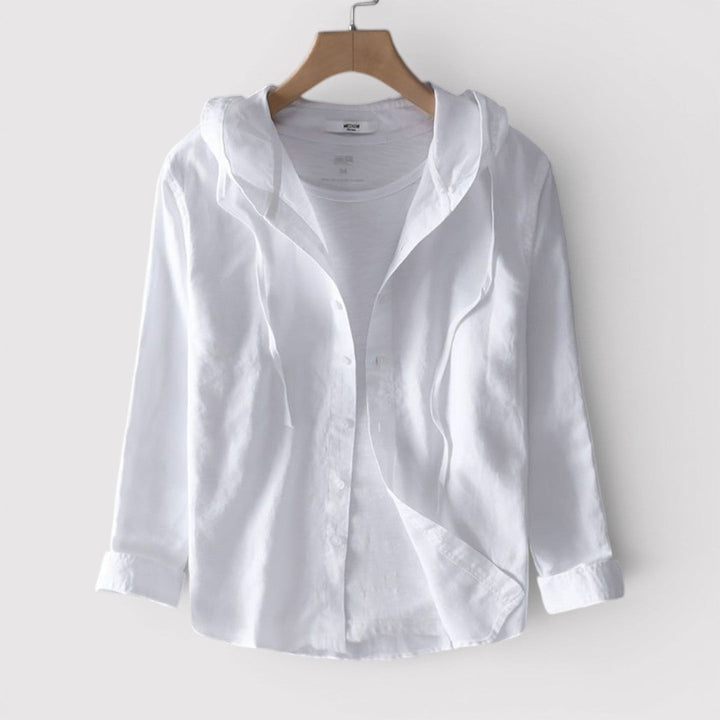 Michael Sydney men's hooded shirt, front view
