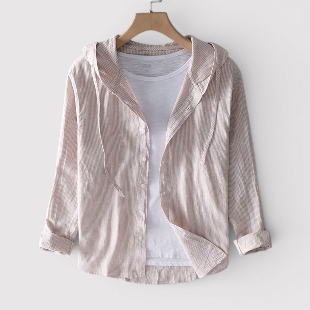 Michael Sydney men's hooded shirt, front view